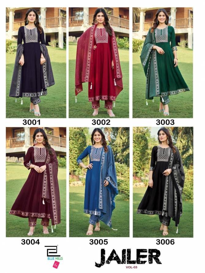 Jailer Vol 3 By Blue Hills Rayon Heavy Readymade Suits Catalog